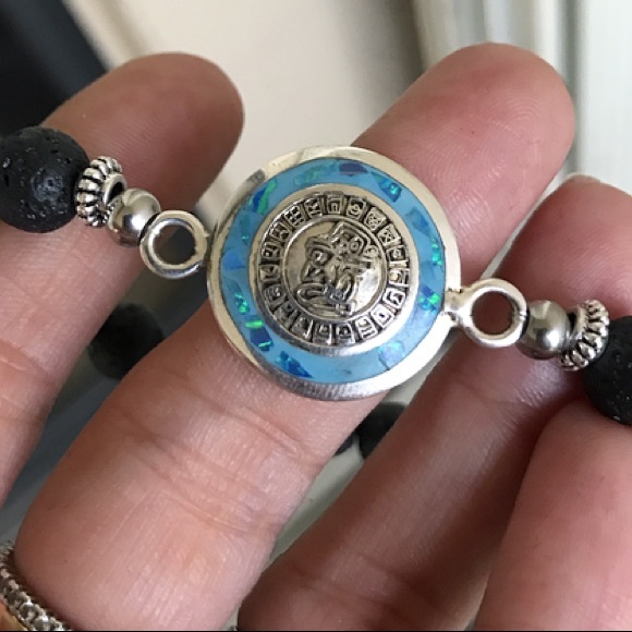 Sterling silver opal aztec mayan mexican coin - Picture 6 of 8